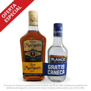 Ron Marqués del Valle Oro 8 Años + 1 Caneca Aguardiente Blanco del Valle de regalo.