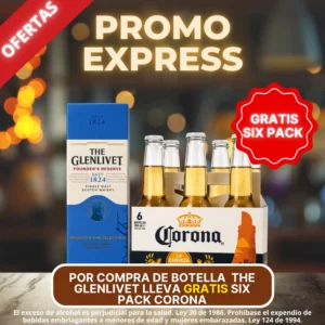 Whisky de Malta Glenlivet Founder 700ML LLEVA GRATIS Six Pack Cerveza Corona